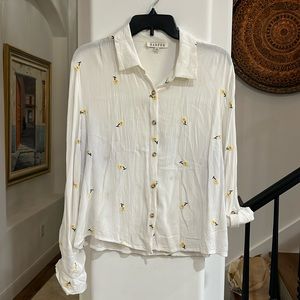 White long sleeve top with yellow flowers. Size medium. Harper brand
